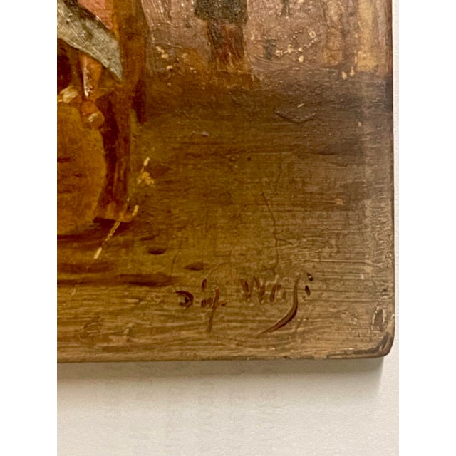 19th Century French OIl Painting on Wood Panel in Original Gilt Frame For Sale - Image 10 of 11