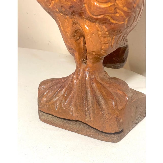 Vintage Hand Carved Wood Folk Art Glass Eye Bird Eagle Sculpture Statue Figure For Sale In New York - Image 6 of 13