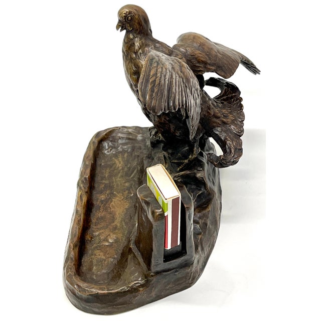 Belle Époque Bronze Game Bird Match Strike by Franciszek Jozef Kucharzyk For Sale - Image 9 of 12