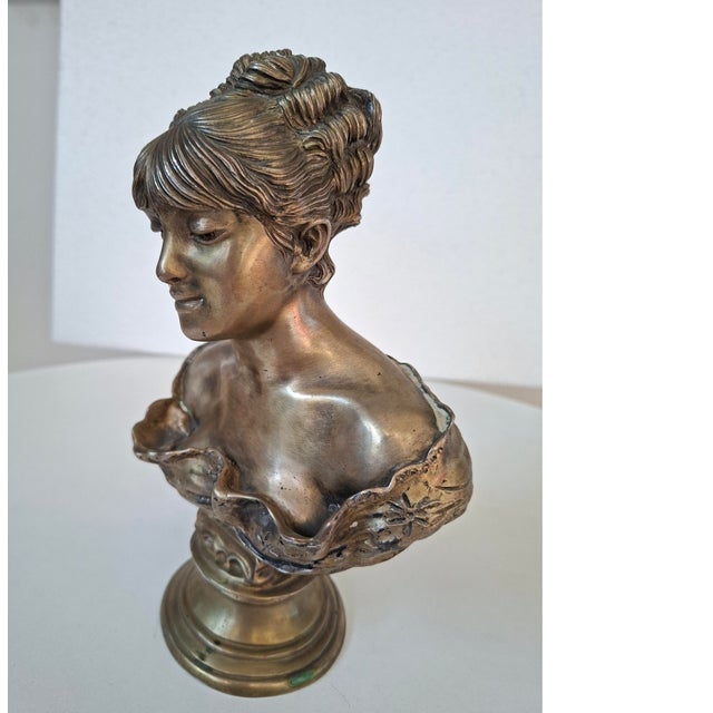 1950s Bust of a Young Girl, 1950, Brass For Sale - Image 5 of 9