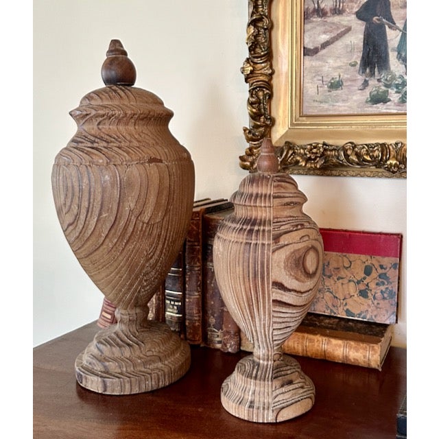 Uttermost Pair of Uttermost Solid Carved Wood Finials For Sale - Image 4 of 11