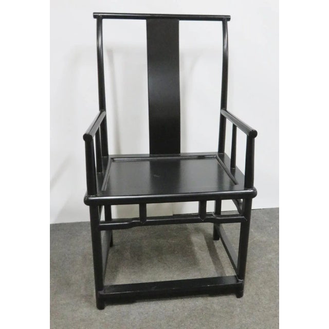 Mid 20th Century Asian Style Ebonized Lacquered Armchair For Sale In Philadelphia - Image 6 of 7