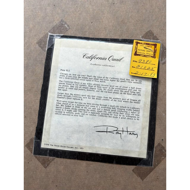 1970s Lithograph Western Bird Prints by Ray Harm, Framed and Signed, a Pair For Sale - Image 10 of 10