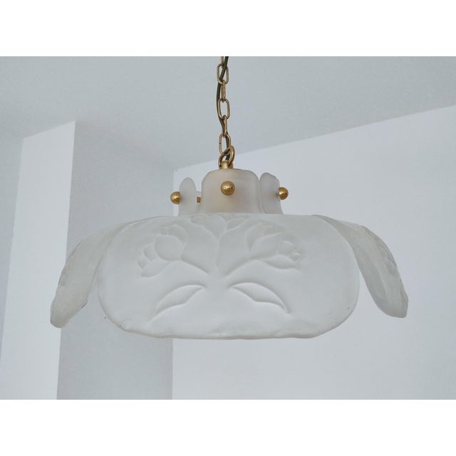 Metal Mid-Century Modern Brass and Frosted Glass Pendant from Hillebrand Leuchten, Germany, 1970s For Sale - Image 7 of 18