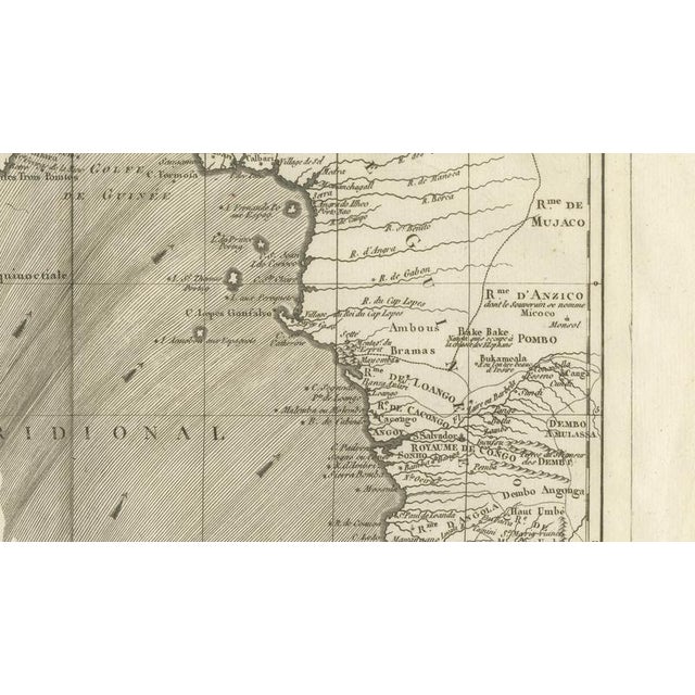 Upper and Lower Guinea Coast Map by Bonne, 1780 For Sale - Image 6 of 9