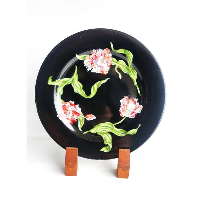 Tiffany & Co. Mrs. Delany's Flowers 黒皿 Rare Vintage Tiffany and Co. Mrs. Delaney's Flowers by Sybil