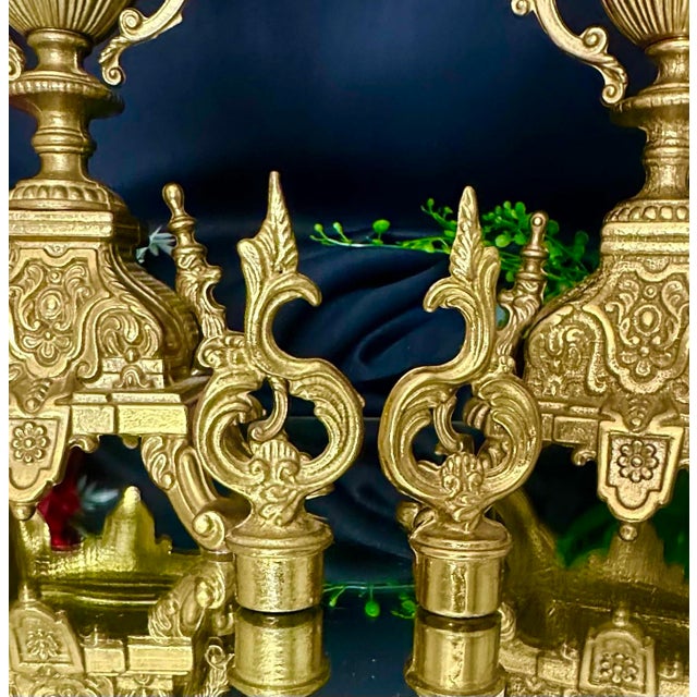 Brass Vintage Brass Italian Brevettato Styled Candelabras - A Pair For Sale - Image 8 of 10