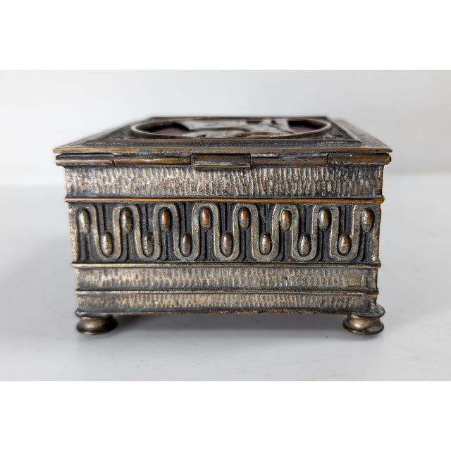 Metal 20th Century Gun Metal Gray Art Deco Bronze Dresser Box by Oscar Bach For Sale - Image 7 of 13