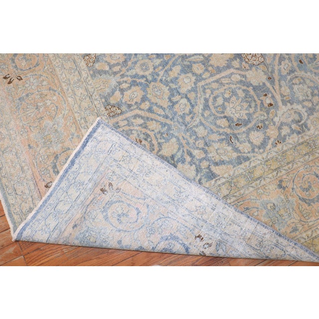 Persian Early 20th Century Light Blue Persian Tabriz Oversize Rug - 10'9" x 18'6" For Sale - Image 3 of 11