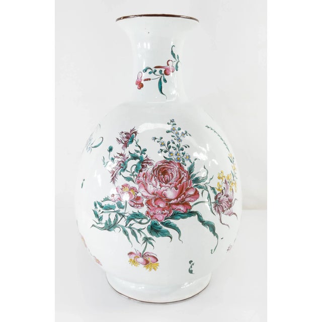 French Faience Majolica Floral Decorated Vase For Sale - Image 13 of 13