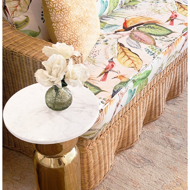 Worlds Away Matthew Izzo Home Alina Round White Marble Top and Polished Brass Side Table For Sale - Image 4 of 4