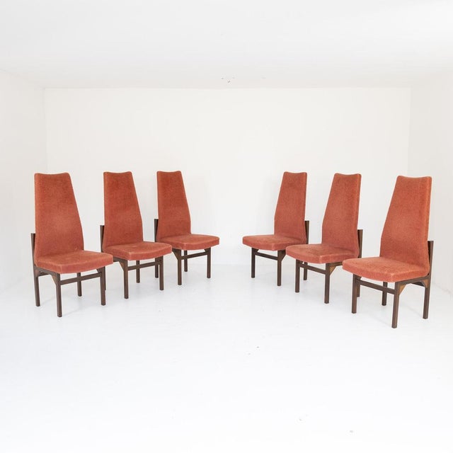 Teak and Red Bouclé Chairs, 1960s, Set of 6 For Sale - Image 12 of 12