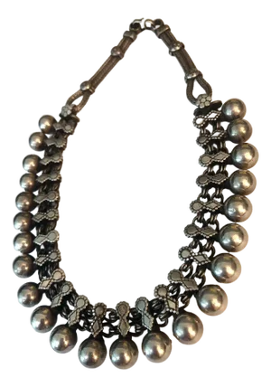 Early 20th Century Traditional Rajasthan Indian Silver Choker Necklace
