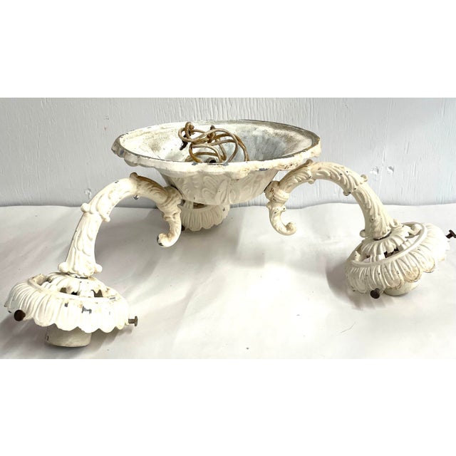 Early 20th Century Antique 3 Arm Ceiling Light Fixture For Sale - Image 5 of 10