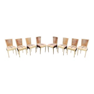 Maison Jansen Style Louis XVI Style Painted Gray Dining Chairs, Set of 8 For Sale