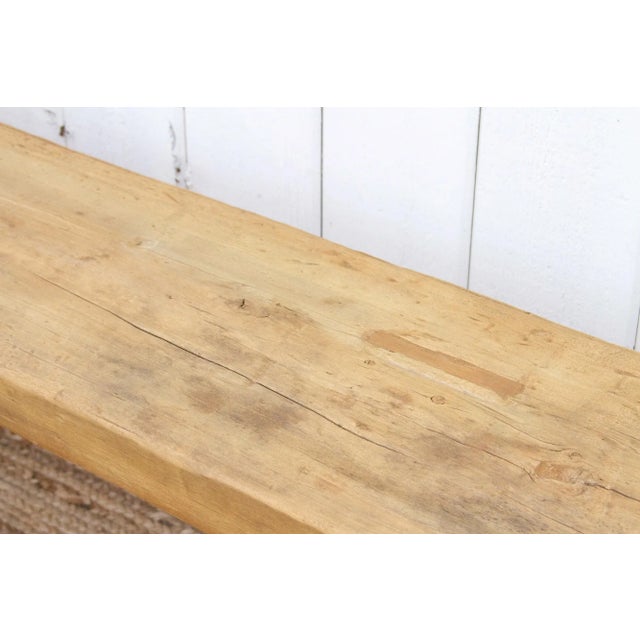 Wood Asian Rustic Bleached Wood Bench For Sale - Image 7 of 11