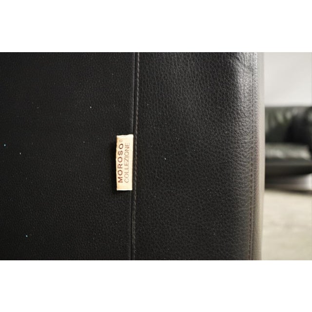 Metal Moroso Sofa & Armchairs in Black Leather, 1984, Set of 3 For Sale - Image 7 of 18