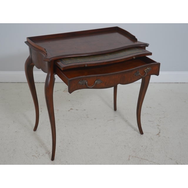 French Country Maitland Smith French Country Mahogany Leather Top Writing Desk For Sale - Image 3 of 18
