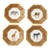 Safari Animal Salad Plates W/ Rattan & Bamboo Borders Set of 4 - Attrib. To Raymond Waites - Palm Beach Regency, Safari Entertaining - See Pics! For Sale