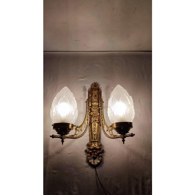 Gold Bronze Wall Light, France, 1950s For Sale - Image 8 of 11