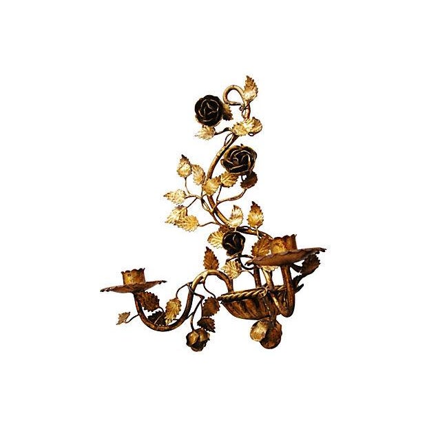 MidCentury Gold Gilt Tole Candle Sconces Pair Chairish