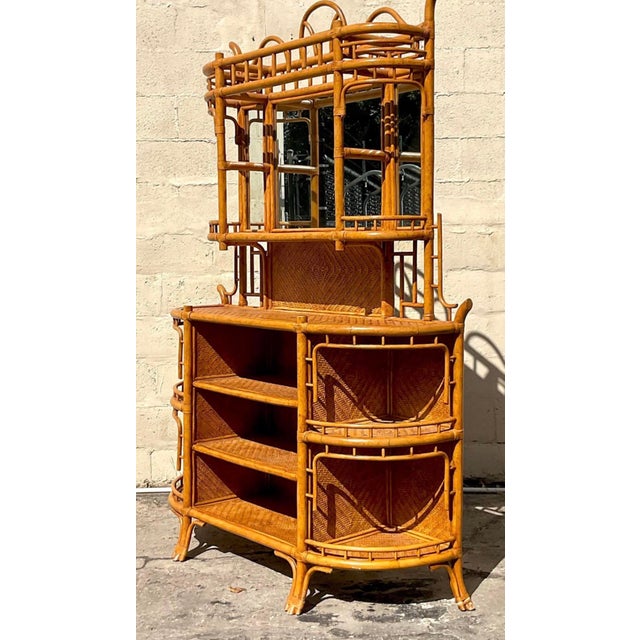 Maitland - Smith Late 20th Century Vintage Coastal Bent Rattan Dry Bar After Maitland Smith For Sale - Image 4 of 4