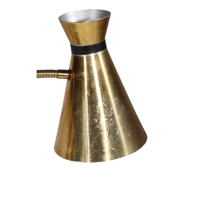Brass Mid Century Two Light Gooseneck Desk Lamp C. 1950/60's For Sale - Image 8 of 8