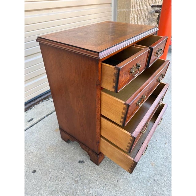 Mid 20th Century Vintage Chippendale Burled Wood Chest of Drawers For Sale - Image 5 of 11