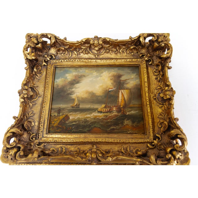 Sailing Boats, 20th Century, Oil Paintings, Framed, Set of 2 For Sale - Image 12 of 18