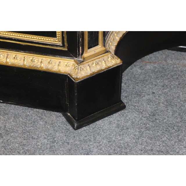 19th C. Ebonized Chinoiserie and Bronze Ormolu Mounted Marble Top Cabinet For Sale - Image 15 of 17