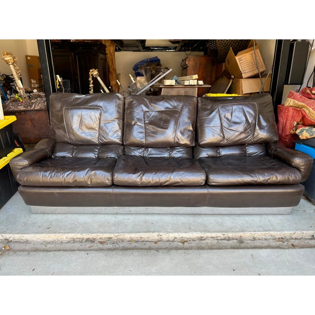 1970s 1970s Vintage Leather Sofa For Sale - Image 5 of 6