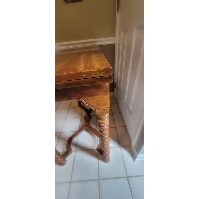 Mid-20th Century Jacobean Style Flip-Top Console Table With Barley Twist Legs For Sale - Image 12 of 18
