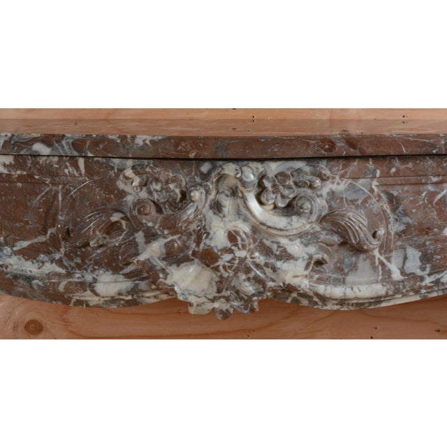 #548 Antique Louis XV Mantel Rouge Rince Marble 18th Century - French 43"x12"x67" - outside 4 sections - approximate...