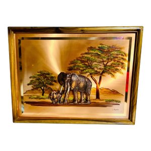 3-Piece Signed Gastone Safari Relief Set – Elephant & Calf, Zebra, XL Giraffe – Matching 25×19 Mid-Century Panels