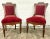 This is an absolutely stunning pair of antique Victorian Eastlake style carved parlor chairs or side chairs with crushed...