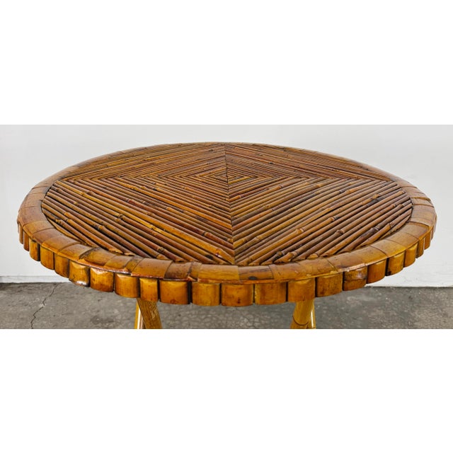 Late 20th Century Vintage Split Reed Rattan Collapsible Table For Sale - Image 5 of 8