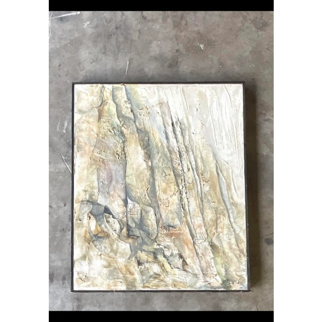 Paint Vintage Midcentury Abstract Original Oil Painting For Sale - Image 7 of 7