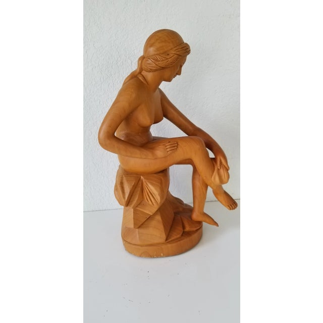 French Style Carved Wood Nude Female Sculpture For Sale - Image 4 of 11