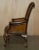 Victorian Pair of Antique Heavily Carved Hand Dyed Brown Leather Throne Armchairs For Sale - Image 3 of 18