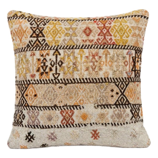 Anatolian Kilim Pillow Cover 15'' X 16'' For Sale