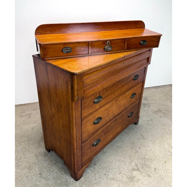 Early American 19th Century Victorian / Empire Style Step Back Chest of Drawers in Southern Yellow Pine For Sale - Image 11 of 12