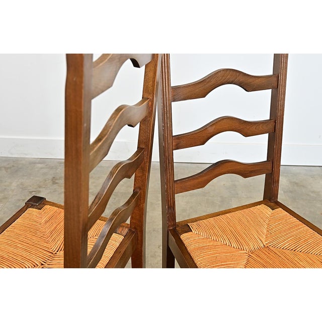 19th Century Set of 14 Ladder Back and Rush Seat Dining Chairs For Sale - Image 9 of 18