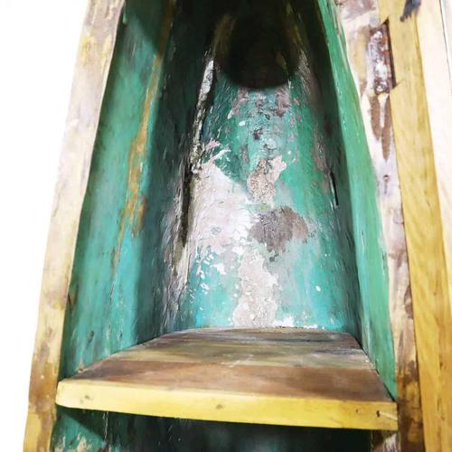 Wooden Bookcase with Glass Door and Painted Boat Section For Sale - Image 6 of 18
