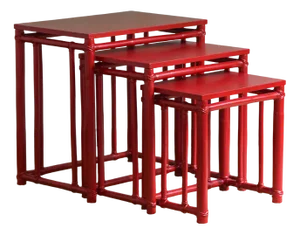 Nesting Side Tables in Red Lacquered Bamboo from McGuire, San Francisco, USA, 1970s, Set of 3