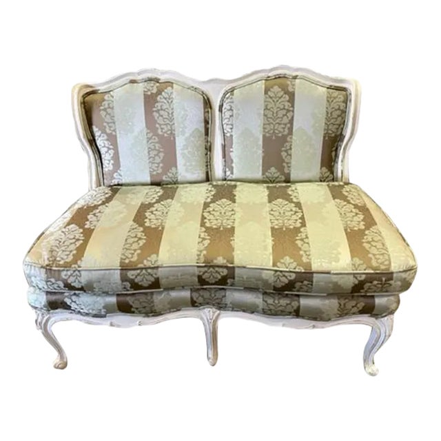 Early 21st Century French Petite Damask Settee Chairish