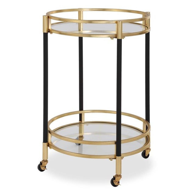 Uttermost Glam Round Bar Cart For Sale - Image 4 of 5