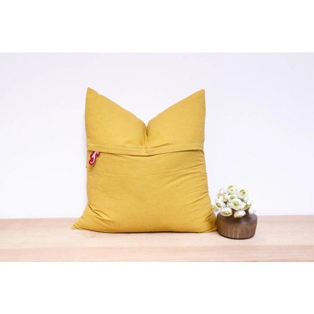 1990s Buff Yellow Handmade Pillow Cover For Sale - Image 5 of 6