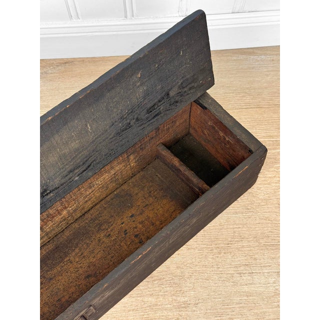 Antique 29" Farmhouse Wood Machinist Chest Tool Storage Box For Sale - Image 9 of 13
