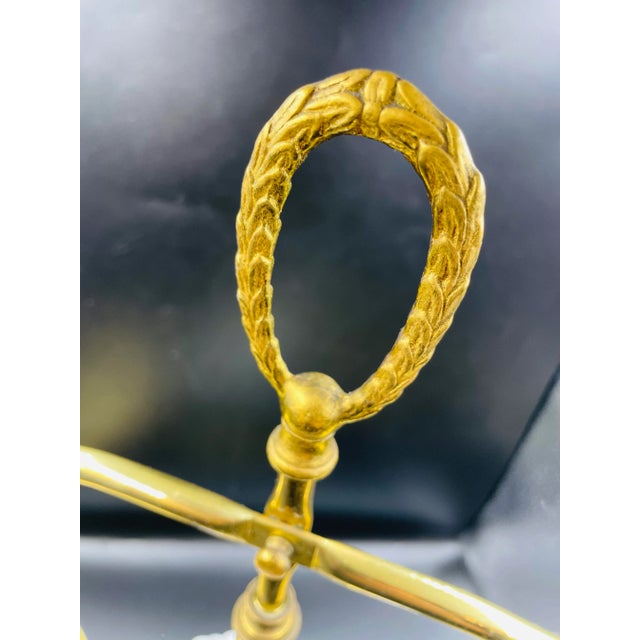 Brass Vintage Brass & Milk Glass "Balance of Justice" Weight Scales For Sale - Image 8 of 12