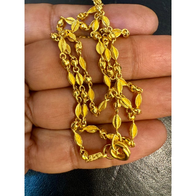 24 Karat Pure Gold Hand Made Yellow Gold Bead Necklace, 13 Gm, 18 Inch For Sale - Image 13 of 18